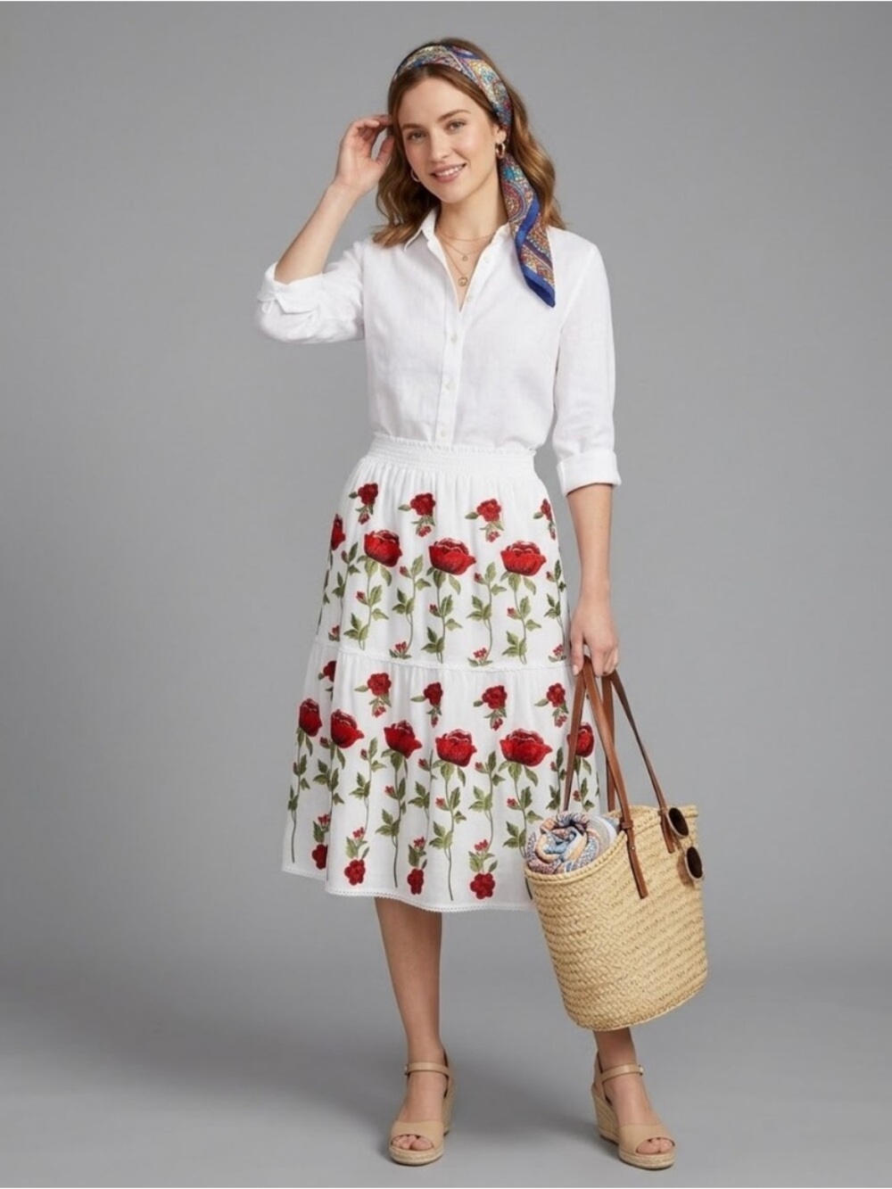 Antonio Melani Sharon Embroidered Cotton Skirt